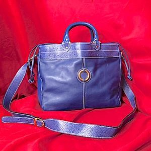 BETTINA ROYAL BLUE LEATHER SHOULDER BAG